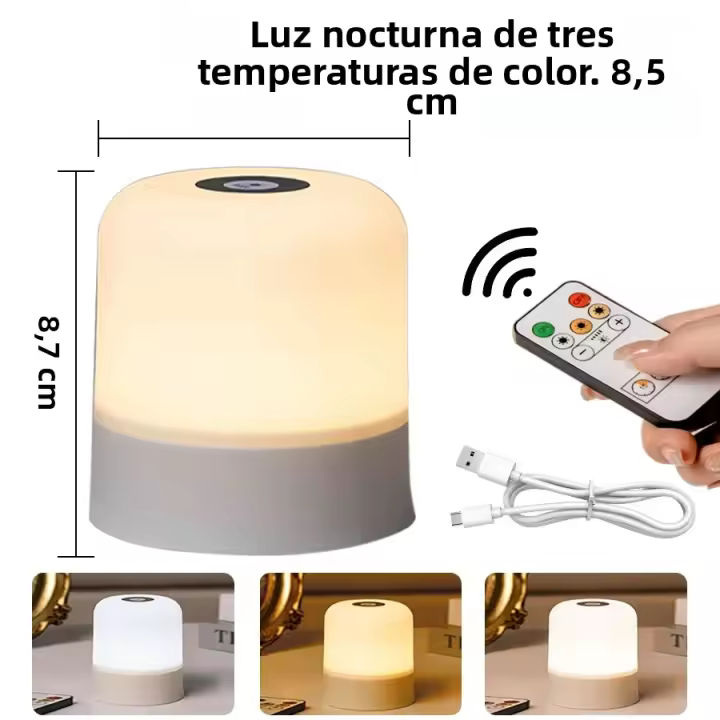 Lámpara De Noche RGB Recargable Toque Con Control Remoto Luz Decorativa LED Para El Hogar Vida Útil De La Batería Larga Duración Para Dormitorio - 1