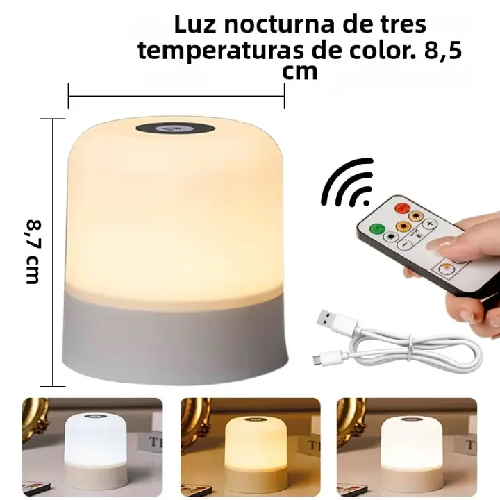 Lámpara De Noche RGB Recargable Toque Con Control Remoto Luz Decorativa LED Para El Hogar Vida Útil De La Batería Larga Duración Para Dormitorio - 1