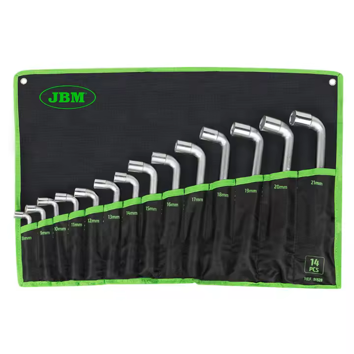 JBM 51528 Set de 14 llaves pipa de doble boca - Juego Completo de Herramientas Manuales para el Hogar. Moto, coche y Motor, Excelente Precio - 1