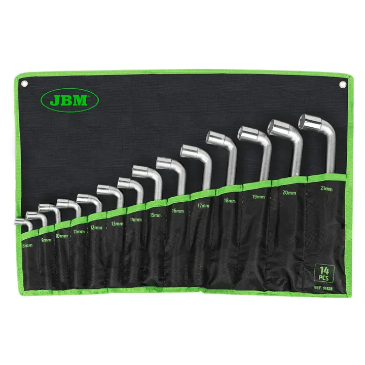 JBM 51528 Set de 14 llaves pipa de doble boca - Juego Completo de Herramientas Manuales para el Hogar. Moto, coche y Motor, Excelente Precio - 1