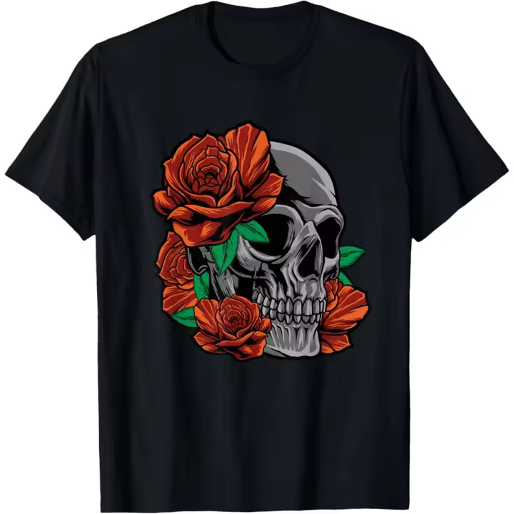 Camiseta de Manga Corta, 100% Algodón, Ropa Unisex para Hombres y Mujeres en 5 Tallas, Camiseta Negra, Cuello redondo con estampado. - 1