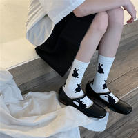 Medias De Algodón Transpirables Para Mujer Estilo Primavera Verano Con Diseño De Conejo Medias De Media Altura Color Sólido Moda Simplicidad - details 7