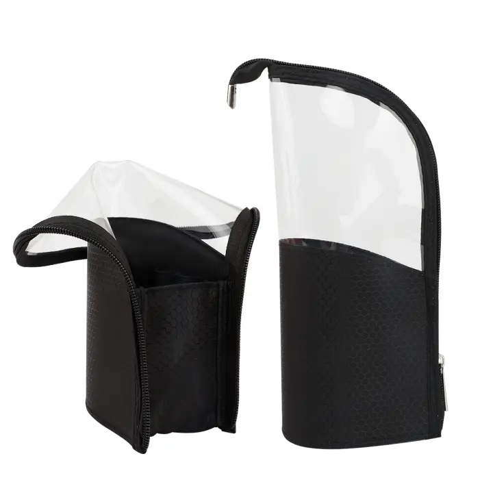 Bolsa De Maquillaje Para Mujer Organizador De Viaje Con Cierre De Cremallera Transparente Y Portador De Cepillos De Maquillaje 1 Pieza - 1