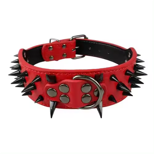 Collar De Cuero Ganchos Afilados Para Perros Medianos Y Grandes Ajustable Para Pitbull Bulldog Boxer Con Estilo Punk - 1