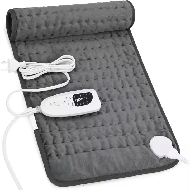 Manta Electrica Lumbar, Manta Eléctrica para espalda, Cuello, Hambros y vientre con función de Automático, Franela Suave Gris Oscuro, 30X60 cm - 1