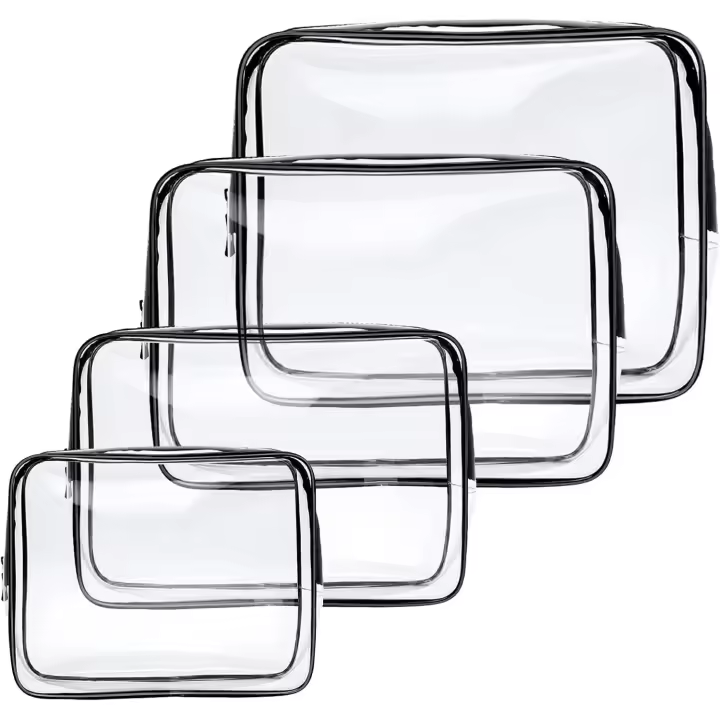 4-Pack Clear Wash & Makeup Bags TSA Approved Makeup Bags, PVC Waterproof Travel Wash Bags for Family, Men, Women (Largea, Medium, Small, Minimum) - 1