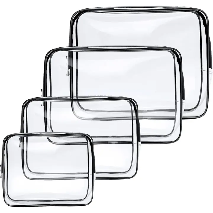 4-Pack Clear Wash & Makeup Bags TSA Approved Makeup Bags, PVC Waterproof Travel Wash Bags for Family, Men, Women (Largea, Medium, Small, Minimum) - 1