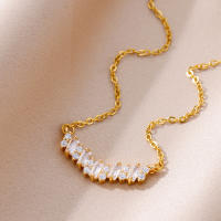 Collar Colgante De Flor Con Zirconia Lujo Para Mujer Cadena Dorada De Acero Inoxidable Joyería De Moda Para Fiestas Regalo - details 6