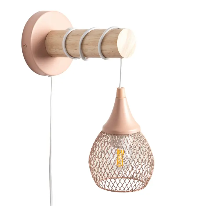 Ledkia Lámpara de Pared de Madera y Metal Monah ILUZZIA - 1