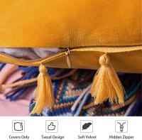 Cojín Decorativo De Velvet Suave Con Borlas Bohemio Lujo Funda Para Silla Dormitorio Coche Amarillo Regalo De Acción De Gracias - details 2