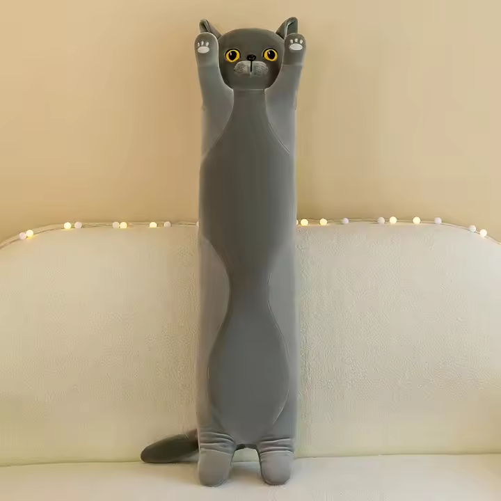 Juguete De Peluche Gato Largo 50cm Color Rosa Naranja Marrón Gris Suave Almohada De Pierna Para Dormir Peluche De Animal Pequeño Regalo - 1