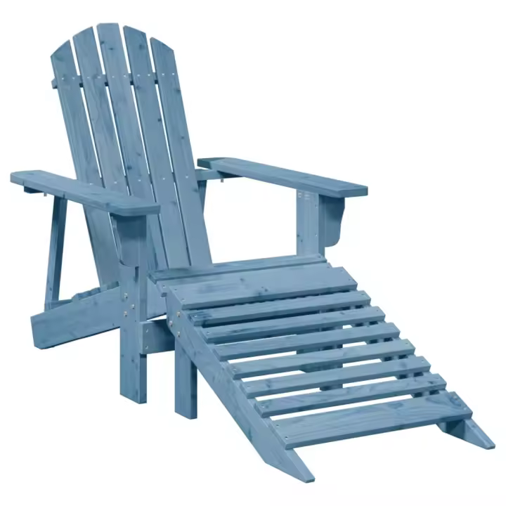 Silla Adirondack con otomana Madera de Abeta Azul - 1