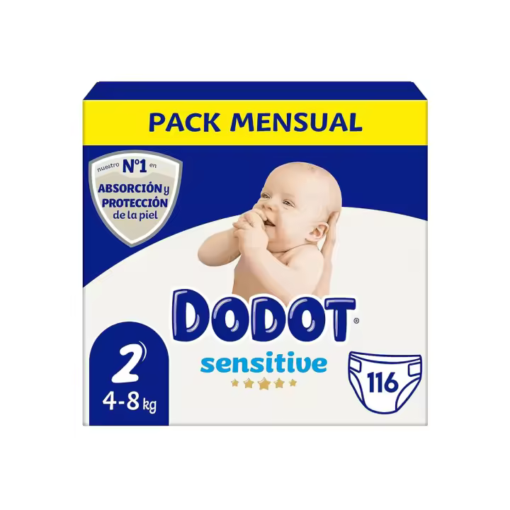Pañales DODOT Sensitive pañales recién nacido de 4 a 8 kg talla 2 - Caja 116 unidades - 1