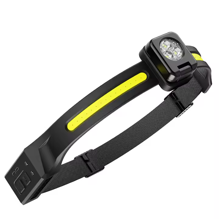 Nuevo faro de silicona para correr COB + LED, fuente de luz dual, iluminación exterior, faro de inducción plegable para pesca nocturna - 1