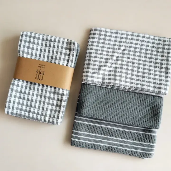 Toallas De Té De Algodón Tres Enlaces Paños De Cocina Y Baño Toallas De Mano Tejidas Al Estilo Tela Para El Hogar Pack De 3 - 1