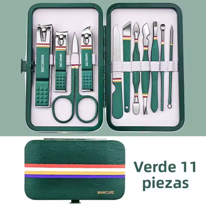 Juego De 9-19 Piezas Cortauñas De Acero Inoxidable Con Bolsa Plegable Kit De Manicura Herramientas De Belleza Para Uñas - 1