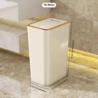 Bandeja De Basura Con Tapa Gran Capacidad Semi Automática Para Baño Cocina Dormitorio Ecológica De Plástico Recolección De Residuos - details 8
