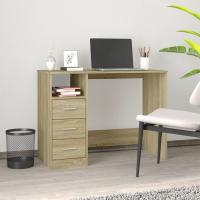 vidaXL Escritorio cajones madera contrachapada 102x50x76 cm en color Negro/Roble ahumado/Roble artisan y más | estructura resistente ideal para salón dormitorio o estudio - details 4