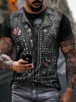 Camiseta De Motociclista 2024 Para Hombres Estilo Vintage Con Impresión 3D Corta Cuello Redondo Oversize Moda De Calle Tejido Poliéster - details 1