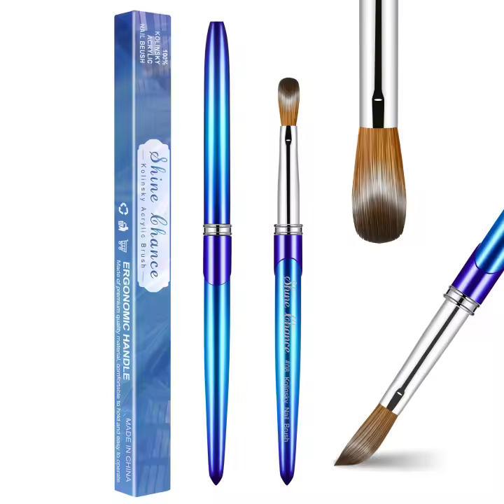 Cepillo De Uñas Kolinsky 100% Para Manicura Cepillo De Arte De Uñas Para Líquido De Acrílico Polvo Carving Gel Cepillo De Línea Delineador Pincel De Dibujo - 1