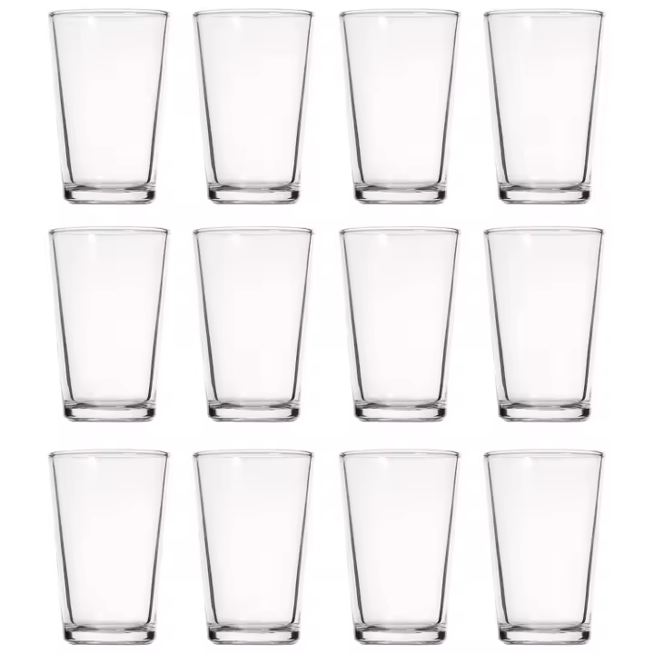 Tradineur - Pack de 12 Vasos modelo "Caña" - Capacidad de 9 cl (3,16 oz) - Fabricado en Vidrio - Apto para lavavajillas y microondas - Ø 5 x 8 cm - 1