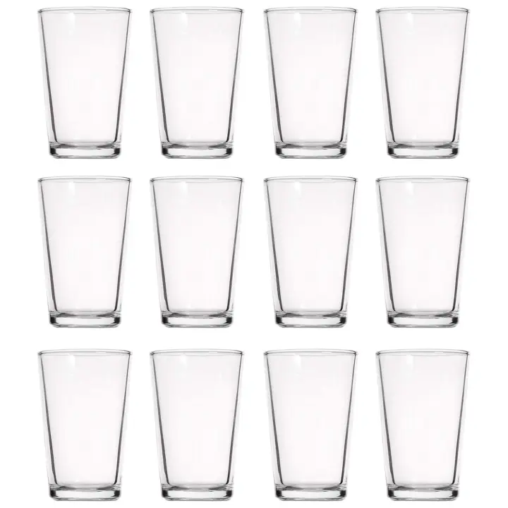 Tradineur - Pack de 12 Vasos modelo "Caña" - Capacidad de 9 cl (3,16 oz) - Fabricado en Vidrio - Apto para lavavajillas y microondas - Ø 5 x 8 cm - 1