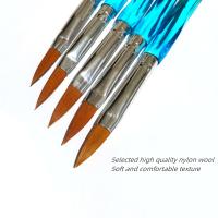 Cepillo De Arte De Uñas De Nylon 5PCS Con Mango De Cristal Gradient Kolinski Herramienta De Grabado De Acrílico Y Adhesivo Para Uñas - details 1