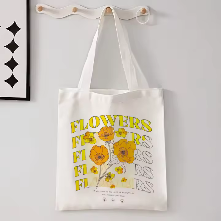Bolso De Hombro Para Mujer En Lona Gran Capacidad Bolso De Compras Y Playa Casual De Color Sólido Diseñador Reutilizable，Ligero De Lona Reutilizable Grande Bolsa Casual Portátil Para Todos，bolsa de lonaflorebolsa de lonas， - 1