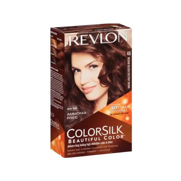 Revlon Colorsilk sin Amoniaco 46 Castaño Cobrizo Dorado Tinte de Cabello - 1