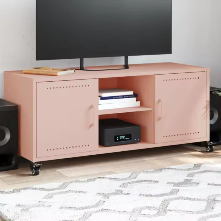 vidaXL Mueble de TV acero 100,5x39x43,5 cm en color Rosa/Verde/Blanco y más | almacenamiento funcional diseño moderno para baño dormitorio sala - 1