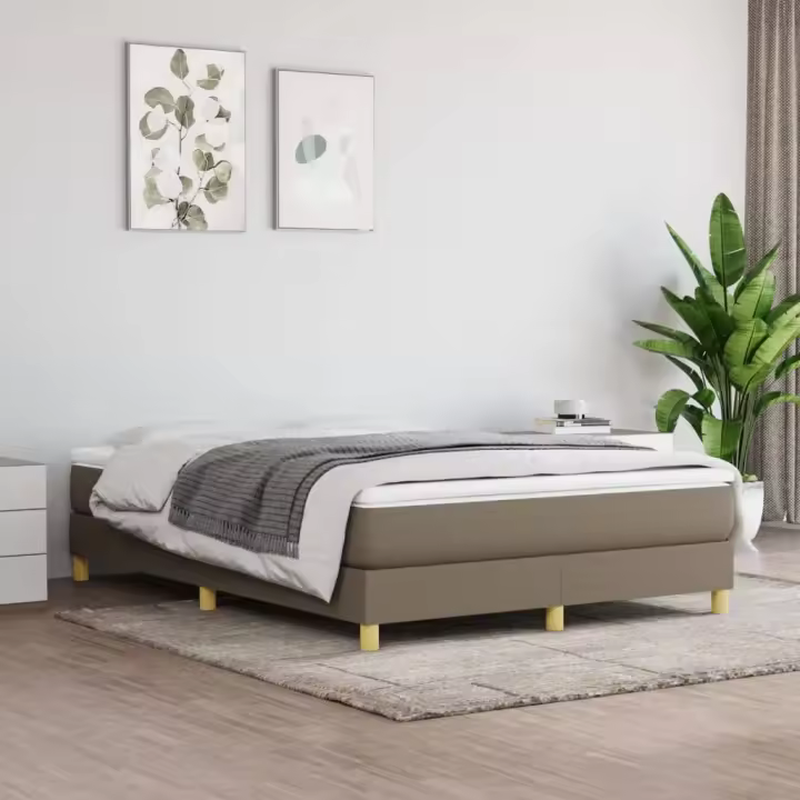 Cama sin colchón tela gris taupe 140x200 cm - 1