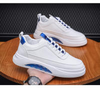 Zapatillas De Cuero PU Para Hombre Zapatillas Blancas De Moda Zapatillas De Patinaje Con Suela Plana Y Plataforma Para Aumentar La Altura - details 3