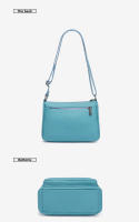 Bolso De Hombro Para Mujer Zency De Cuero Genuino Azul Cielo Diseño Elegante Bolso De Mano Gran Capacidad Bolso Cruzado Satchel - details 10
