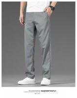 Pantalones Casuales De Verano Para Hombre Estilo Coreano Color Sólido Elásticos Y Cómodos Pantalones Negocios Rectos Y Sueltos Talla Media Cierre De Cremallera - details 8