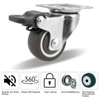 4Pc Rodillos Giratorios Silenciosos Para Muebles Caster Rotativo De Goma Con Freno De Seguridad Para Mesa Silla Sofá - details 3