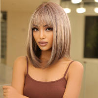 Pelucas Sintéticas De Encaje ALAN EATON Para Mujeres Rubia Con Mechas Marrón Y Corte Con Franja Peluca Larga Recta Ombre Heat Resistant - details 9