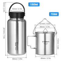 Botella Deportiva Tomshoo De Acero Inoxidable 1.05L Resistente a Fugas Ideal Para Camping Y Actividades Al Aire Libre Taza De Agua De 750ml - details 5