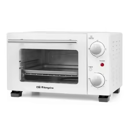 Horno de Sobremesa Orbegozo HO 975 800W Capacidad 10L Blanco Horno de sobremesa Orbegozo HO 975 con 800W de potencia, capacidad de 10L y opciones de calor superior, inferior o simultáneo. Incluye temporizador, doble cristal y accesorios. - 1