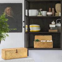 Cesta De Almacenamiento De Sargazo Rectangular Con Tapa Y 3 Compartimentos Para Cocina Restaurante Baño Decoración Del Hogar - details 7