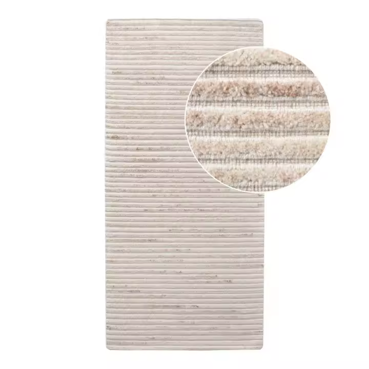 Alfombra Rectangular Mango, Lana, Beige, 80x180x1 cm - 1