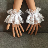 Pulseras De Encaje Negro Con Floral Ruffle Para Mano Lolita Cuff De Muñeca Elegante Guantes Cortos Para Damas Gloves De Halloween - details 4