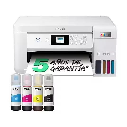 Impresora multifunción tinta - Epson EcoTank ET-2856, Serie 2850, Impresión doble cara, Color, WiFi, Tinta recargable, Blanco - 1