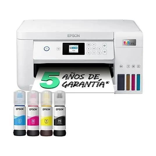 Impresora multifunción tinta - Epson EcoTank ET-2856, Serie 2850, Impresión doble cara, Color, WiFi, Tinta recargable, Blanco - 1