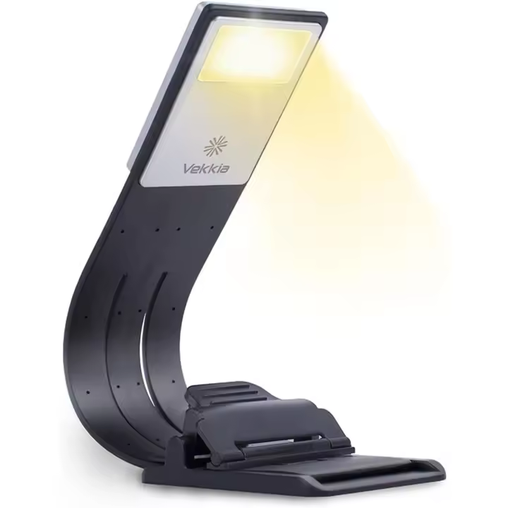 Luz de lectura con marcapáginas, luz de lectura con clip para libros en la cama, niveles de brillo infinitos, luz suave y agradable para la vista, cable USB integrado de fácil carga. Para lectores y niños. - 1