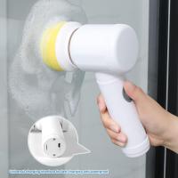 Cepillo de limpieza eléctrico multifuncional, Cepillo recargable de mano 5 en 1 para cocina y baño o fregadero, cepillo con sistema giratorio para limpieza del Hogar - - details 0