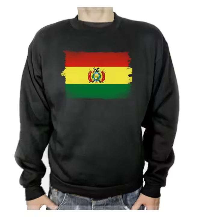 MERCHANDMANIA SUDADERA NEGRA bandera bolivia pais gobierno boliviano adulto poliester algodón sweatshirt - 1