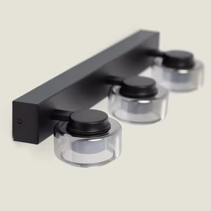 Ledkia Lámpara de Pared LED 12W Baño CCT Metal y Cristal Zisna Negro - 1
