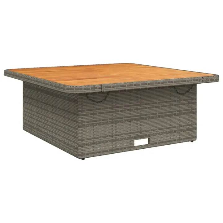 Mesa de Jardín Ratán PE y Madera Acacia gris 110x110x71 cm - 1