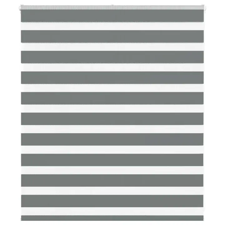 vidaXL Estor cebra gris oscuro tejido poliéster en dimensiones 120x100 cm/120x150 cm/120x200 cm y más | protección solar decorativa para ventanas hogar oficina dormitorio fácil de instalar - 1