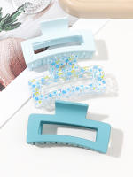 3 Pcs Clip De Pelo Grande Para Mujeres Y Niñas Clips De Cabello Fuerte Mate Cuadrado Para Pelo Grueso O Fino Protección Solar Accesorio De Moda - details 0